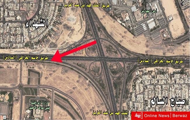 إفتتاح جسر جديد على الدائري السادس مقابل الشهداء بإتجاه الجهراء