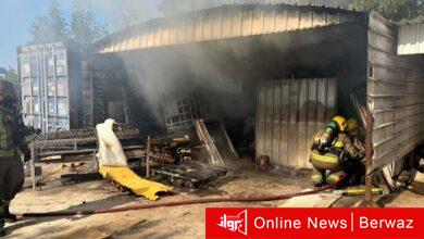 حريق مخزنين في الصباحية