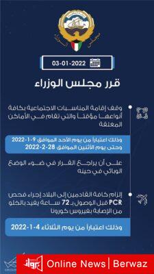 قرار مجلس الوزراء بوقف المناسبات الإجتماعية