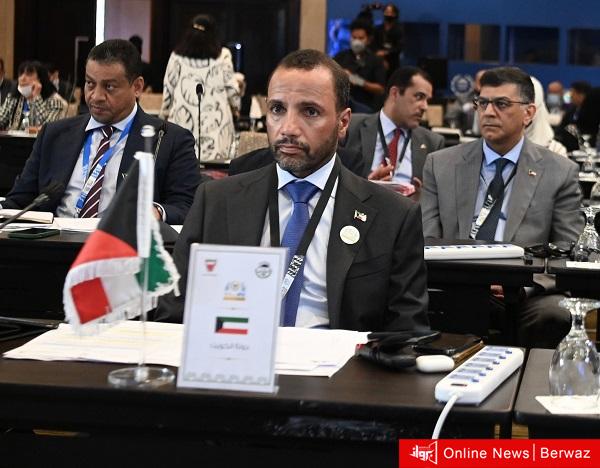 مرزوق الغانم خلال مشاركته بالاجتماع التنسيقي للمجموعة العربية