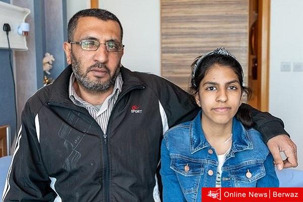 الطفلة الفلسطينية رؤى عاهد مع والدها