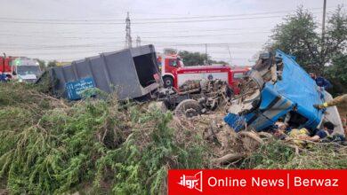 حادث إنقلاب شاحنة نظافة