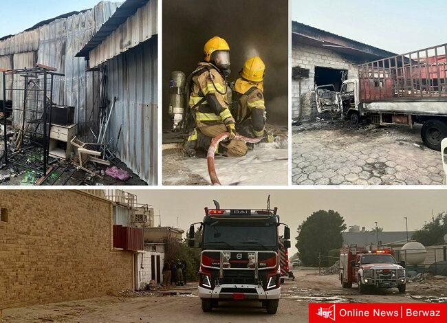إخماد حريق مخزن في جاخور بمنطقة الهجن