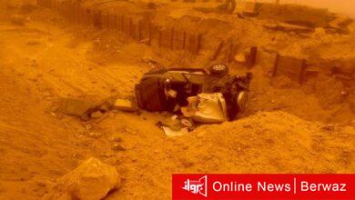 سقوط مركبة في حفرة بجانب تقاطع طريق الملك فهد