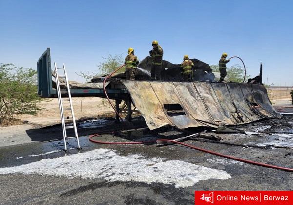 حريق شاحنة على الدائري السابغ