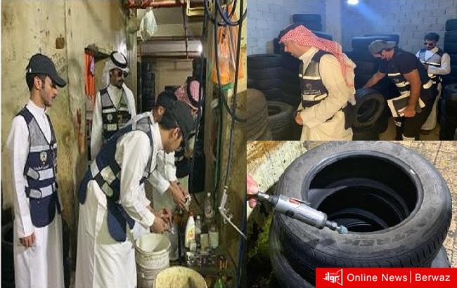 ضبط مخزن إطارات مستعملة ومنتهية الصلاحية بجليب الشيوخ